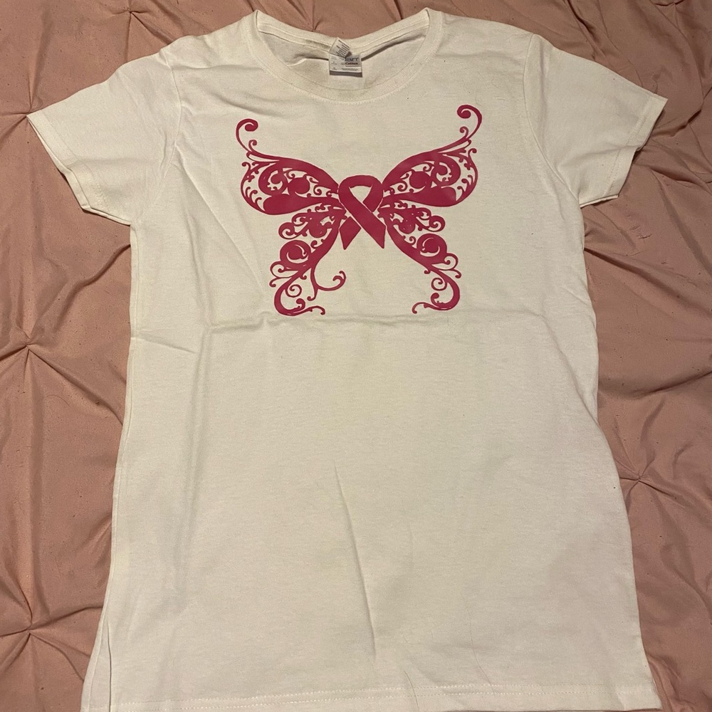 Custom made breast cancer ribbon tee shirt